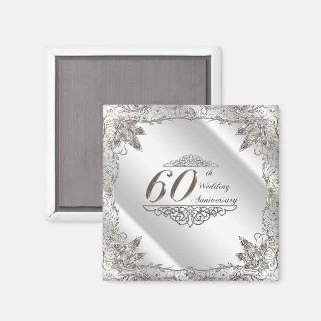 Íman Flourish Diamond 60º Aniversário de Casamento (Front/Back)