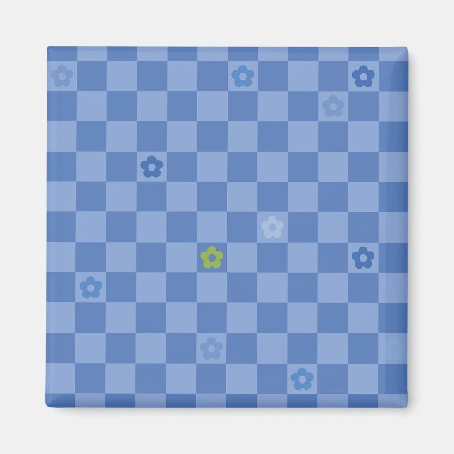 Íman Flower Checkered Pattern No. 01 - Light Blue (Frente)
