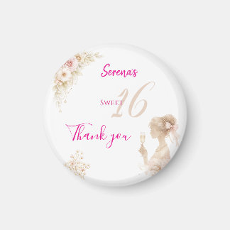 Íman Flower Dreamy Soft Sweet 16 Birthday Button Magnet