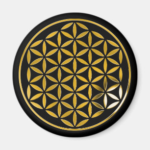Íman Flower Of Life - Gold 1 stamp black