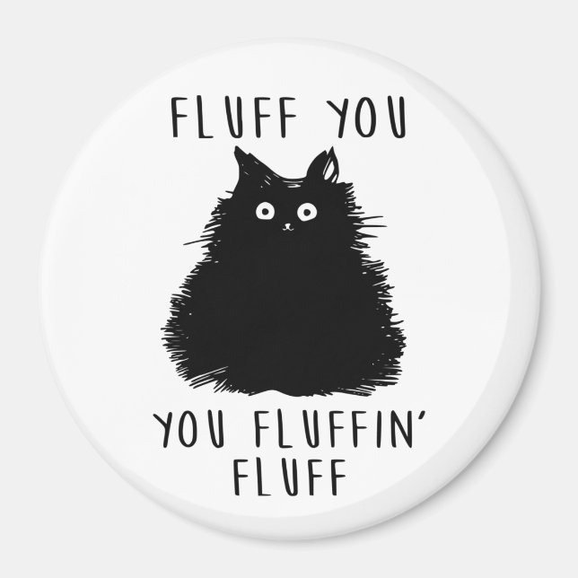 Íman Fluff Você Desenho De Gato Preto (Frente)