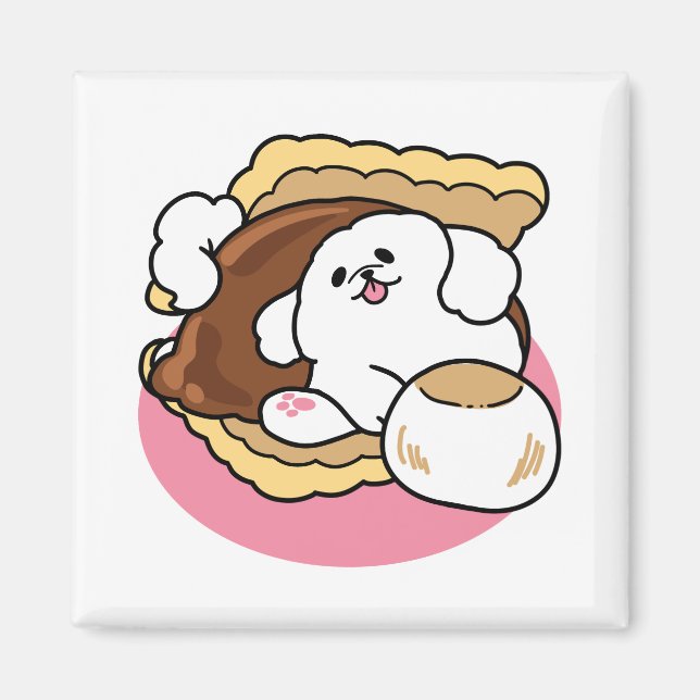 Íman Fluffier Tha S’more - Cute Dog and Dessert Pun (Frente)