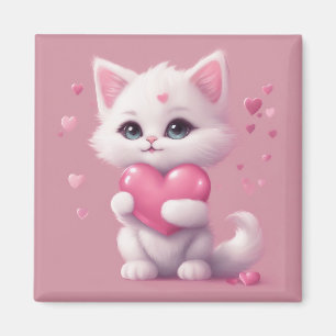 Íman Fluffy White Love Kitten