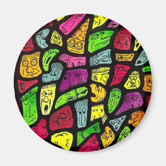 Íman Fluorescent Cartoon Weird Faces Drawing