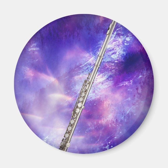 Íman Flute Flutist Musical Round Magnet (Frente)