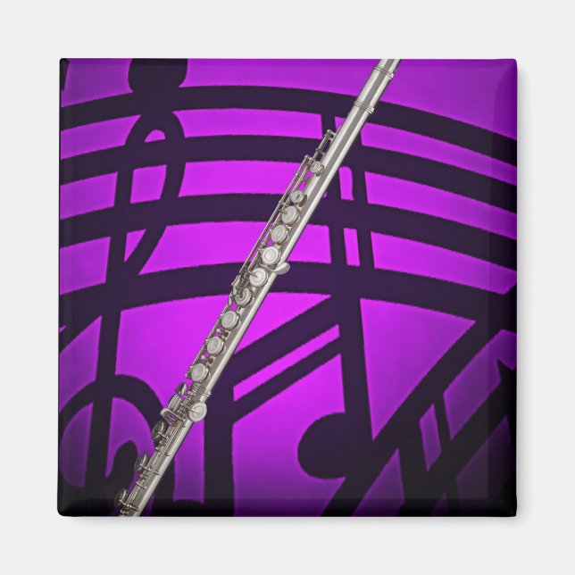 Íman Flute Flutist Musical Square Magnet (Frente)
