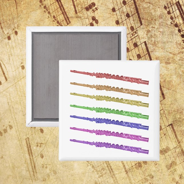 Íman Flute Music Rainbow (A magnet with red, orange, yellow, green, blue, pink and purple flutes.)