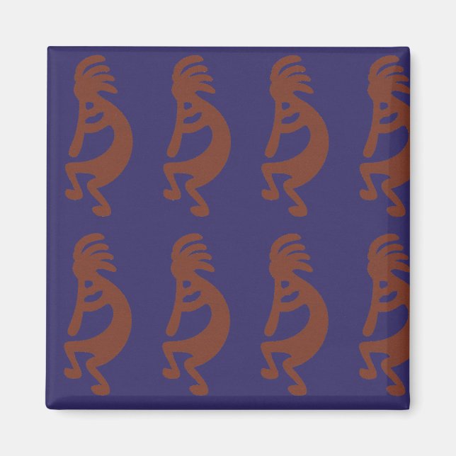 Íman Flute Playing Kokopelli Figura: Vermelho enferruja (Frente)
