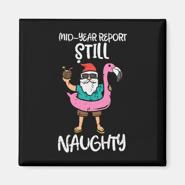 Íman Flutuador de Flamingo do Papai Noel Ainda Travesso (Frente)