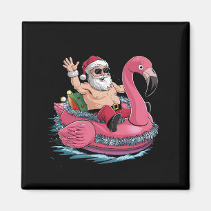 Íman Flutuador Flamingo Natal de Santa no Verão de Julh
