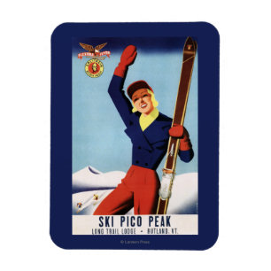 Íman Flyer Flexível Pin-Up Skiing Girl