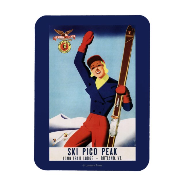 Íman Flyer Flexível Pin-Up Skiing Girl (Vertical)