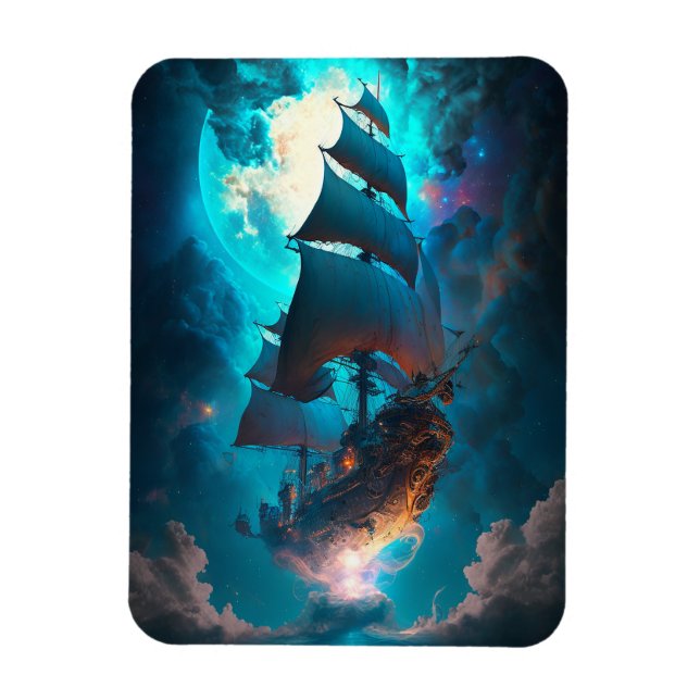 Íman Flying Ship Fantasy Art (Vertical)