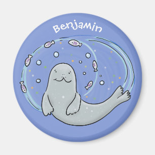 Íman Foca-branca e ilustração de desenho animado de a