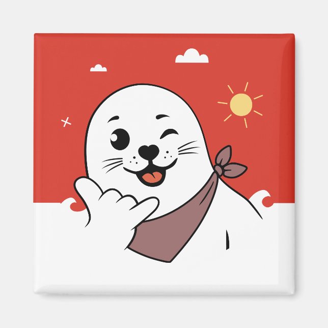 Íman Foca Piscando de Lenço na Cabeça Fazendo Sinal de  (Frente)