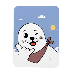 Íman Foca Piscando de Lenço no Pescoço Fazendo Sinal de