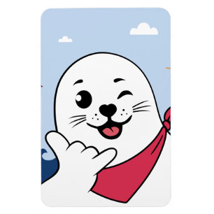 Íman Foca piscando de olho usando bandana fazendo sinal