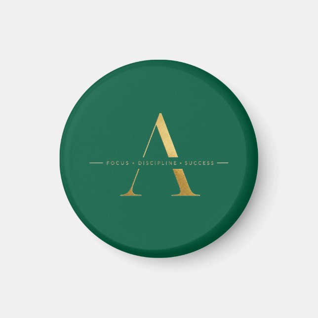 Íman Foco Disciplina Sucesso Design Minimalista Dourado (Frente)