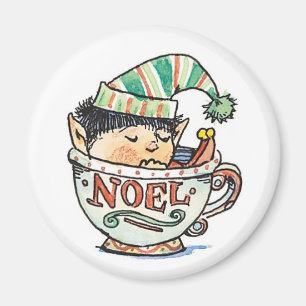 Íman Fofa Duende de Natal de Desenho Animado Dormindo e
