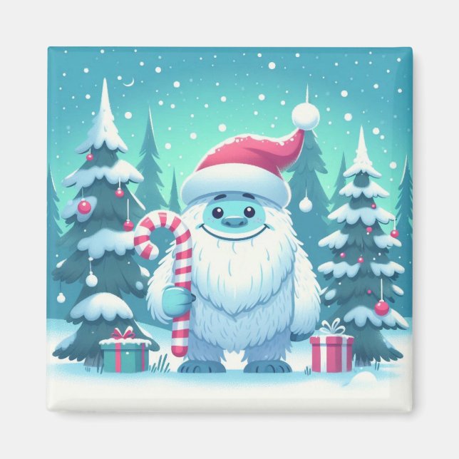 Íman Fofa estátua de natal/inverno do yeti (Frente)