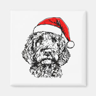 Íman Fofa Feliz Natal Goldendoodle Papai Noel Natal 