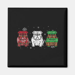 Íman Fofinho Três Bulldog Inglês Natal Para Mulheres Ho