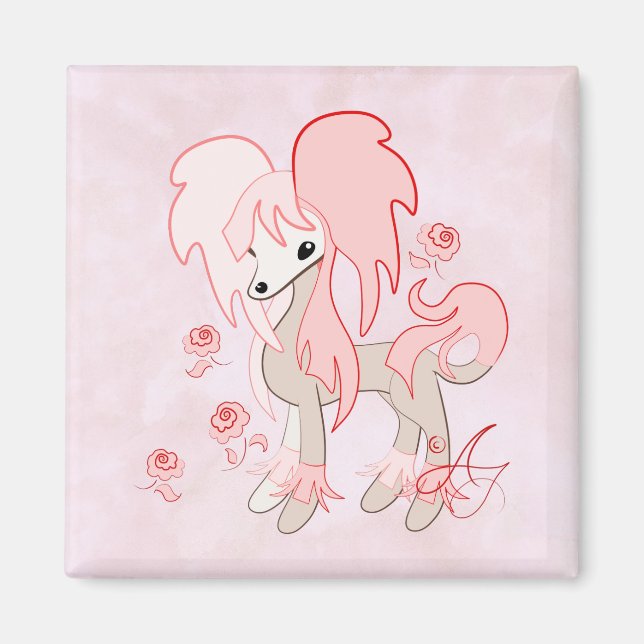 Íman Fofo Crestado Chinês Rosa Pastel (Frente)