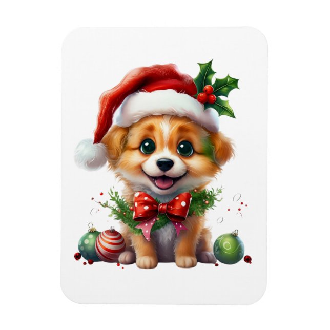 Íman Fofo de Natal bonito com Papai Noel e Arco (Vertical)