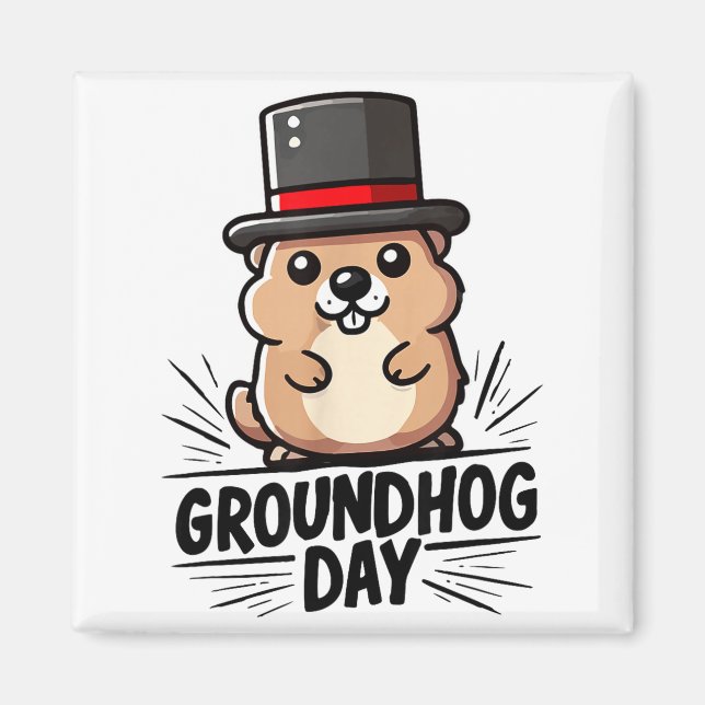 Íman Fofo Dia Feliz do Groundhog 2 de Fevereiro Feriado (Frente)