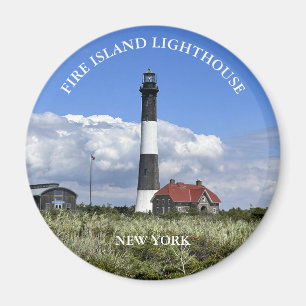 Íman Fogo Ilha Lighthouse New York Round Magnet