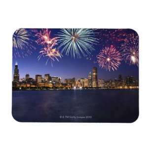 Íman Fogos-de-artifício sobre a skyline 2 de Chicago