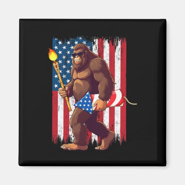 Íman Fogos De Bigfoot 4 De Julho Sasquatch American (Frente)