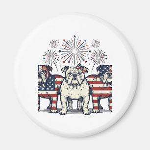Íman Fogueira Patriótica Bulldog Desenho Vintage
