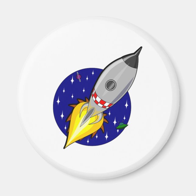 Íman Foguete Espacial de Cartoon (Frente)