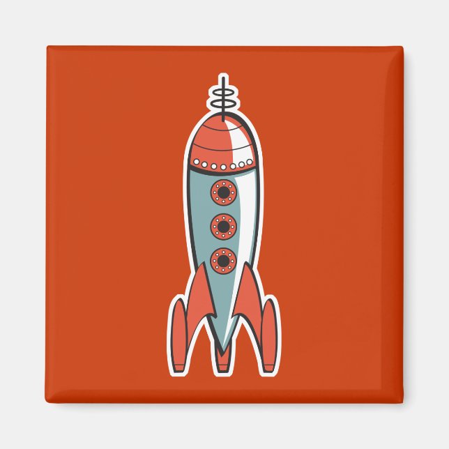 Íman foguete espacial retrô (Frente)