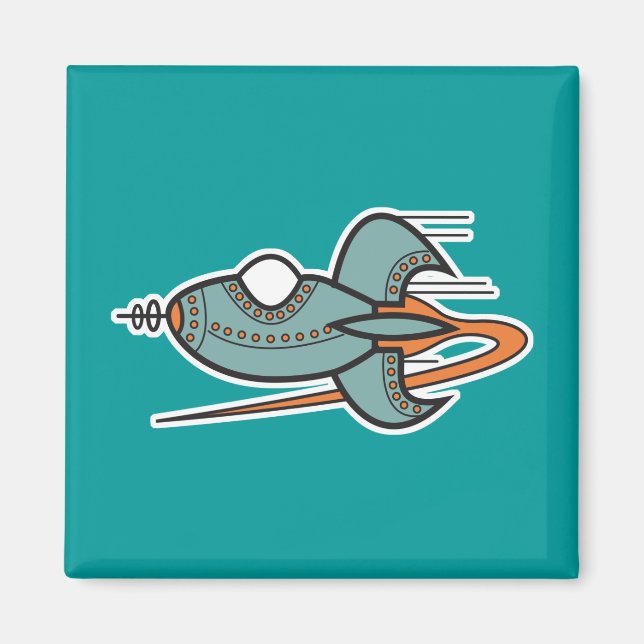 Íman foguete retrô (Frente)