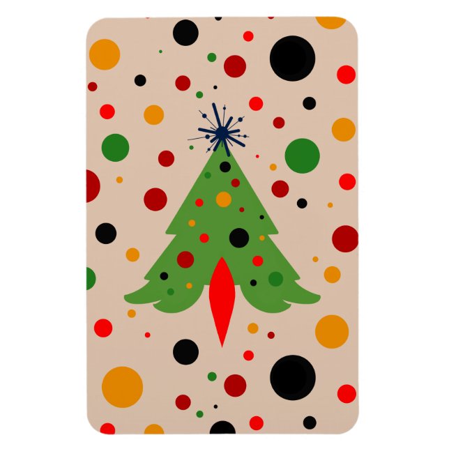 Íman Foguete Retro da Árvore de Natal Moderna do meio s (Vertical)