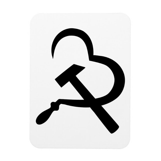 Íman Foice e Martelo, Coração, Amor, Comunismo (Vertical)