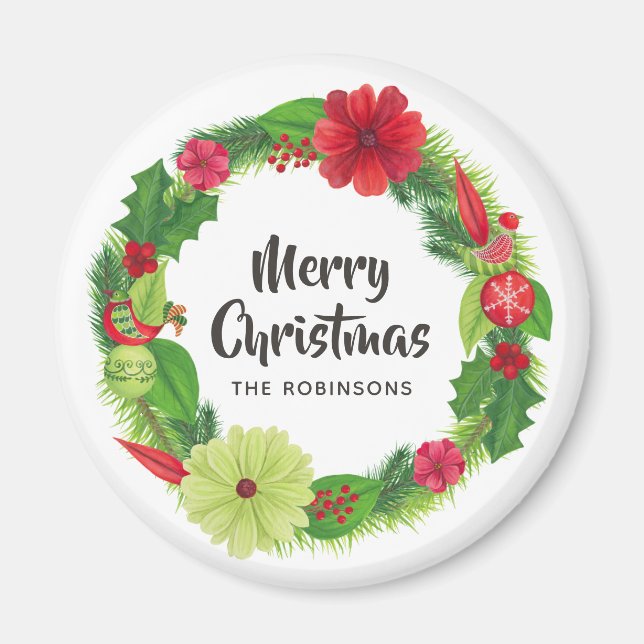 Íman FolArt Watercolor Natal Floral (Frente)