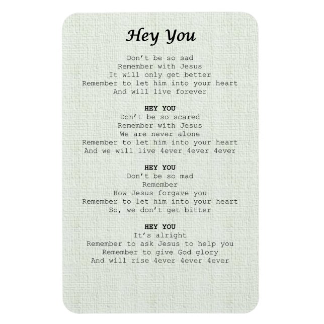 Íman folha de ímã-Hey você - (Vertical)
