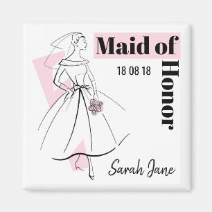 Íman Folha de Madrinha de casamento Rosa de Moda Data d