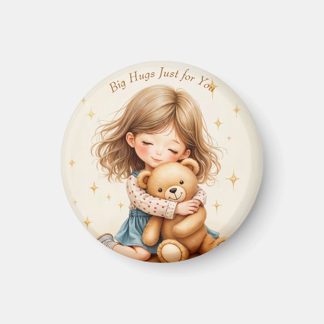 Íman Folha de papel do Urso de Teddy Abraçando Garota B (Frente)