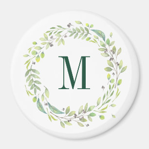 Íman Folhagem de Verão de Monograma Floral Personaliza