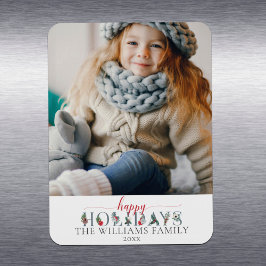 Íman Folhagem Festiva Feliz Natal Saudação Floral