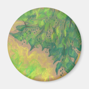 Íman "Folhagem Verde", design floral, desenho pastel
