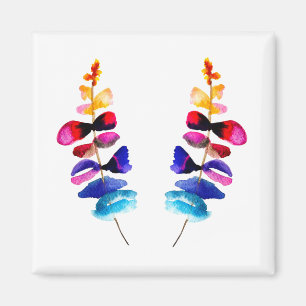 Íman Folhas coloridas fofas aquarela