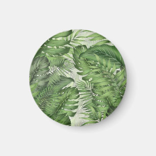 Íman Folhas da selva tropical: fundo floral sem costura