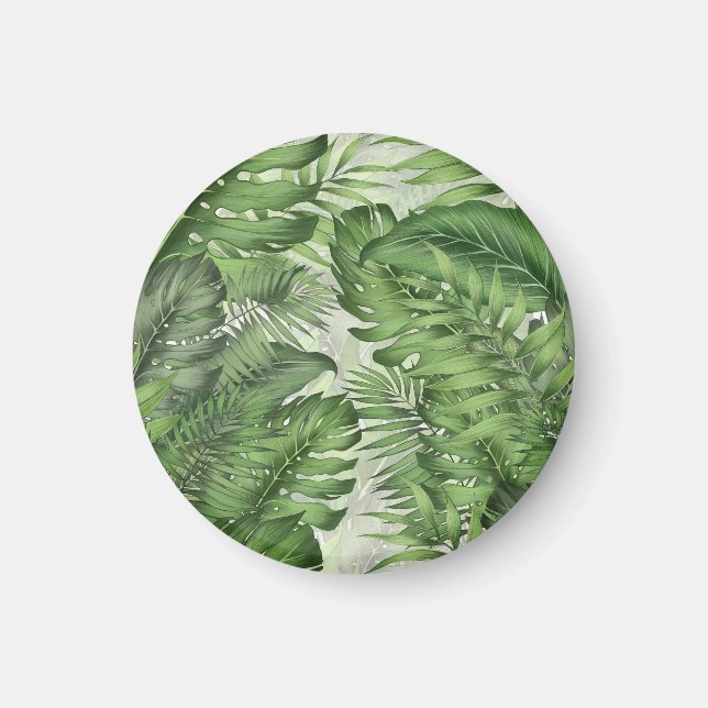 Íman Folhas da selva tropical: fundo floral sem costura (Frente)