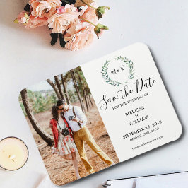 Íman Folhas de aquarela botânica foto Save the Date