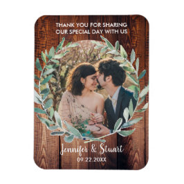 Íman Folhas de aquarela na madeira rústica Obrigado cas